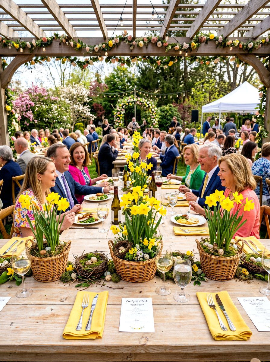 Daffodil Basket Decor - 25 Spring Wedding Centerpiece Ideas