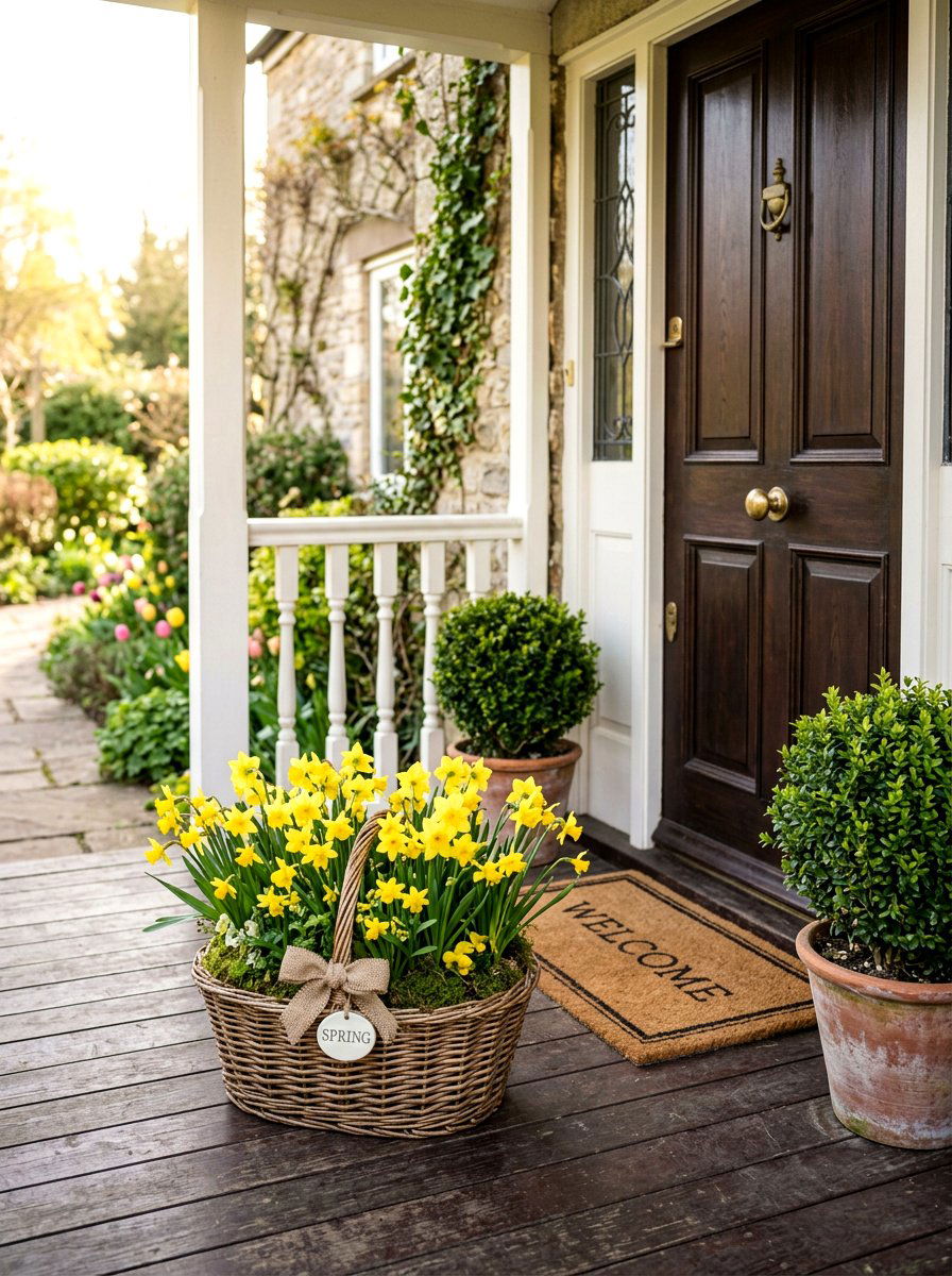 Daffodil Basket - 25 Spring Flower Arrangement Ideas