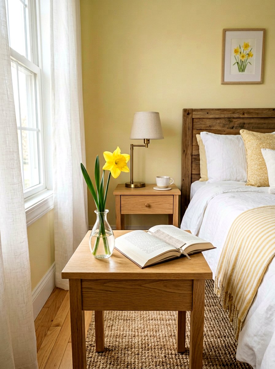 Daffodil Bedside Table - 25 Spring Daffodil Arrangement Ideas