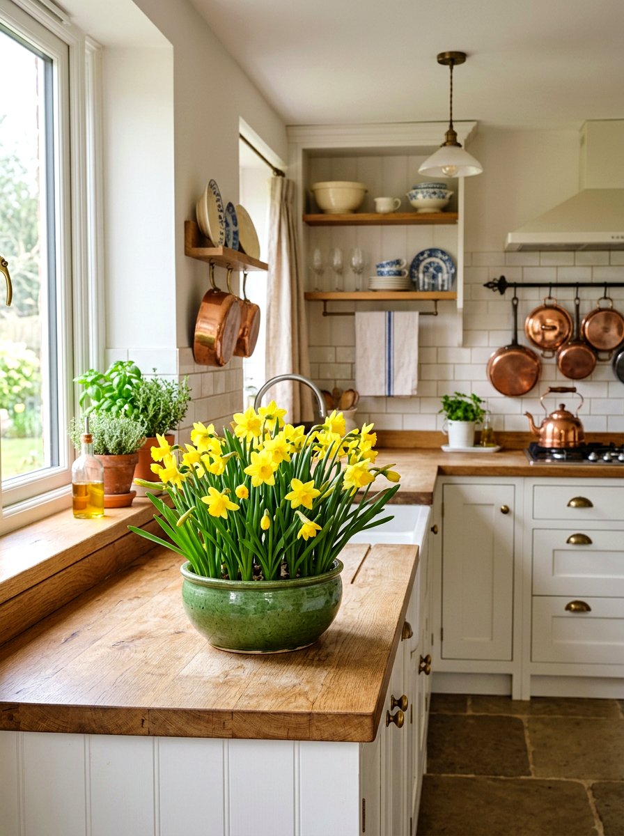 Daffodil Bowl Centerpiece - 25 Spring Flower Bowl Ideas