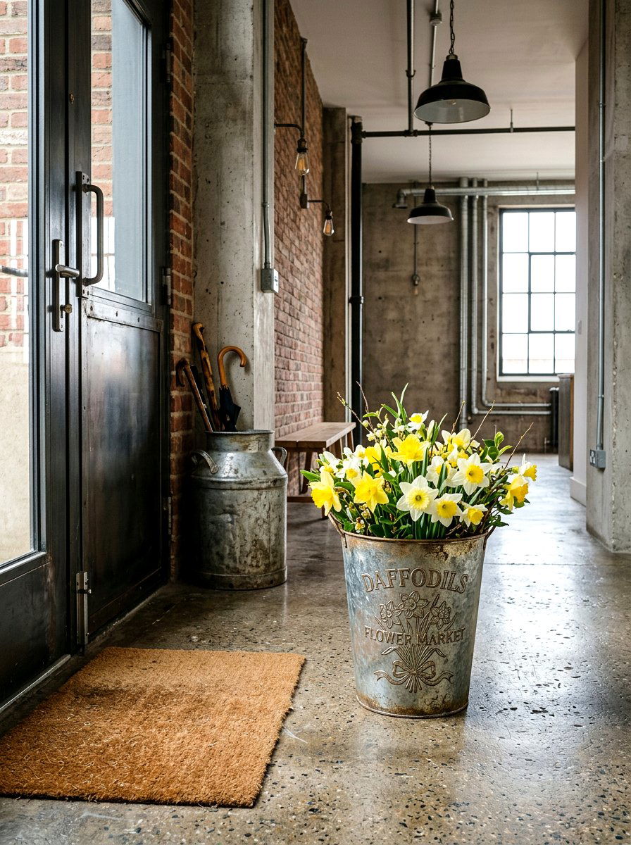 Daffodil Galvanized Bucket - 25 Spring Daffodil Arrangement Ideas