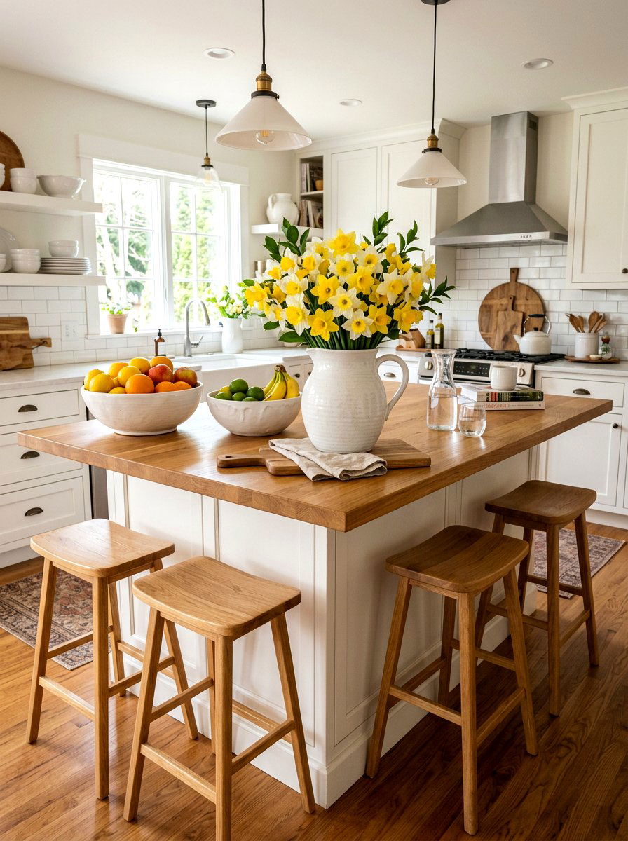 Daffodil Kitchen Island - 25 Spring Daffodil Arrangement Ideas