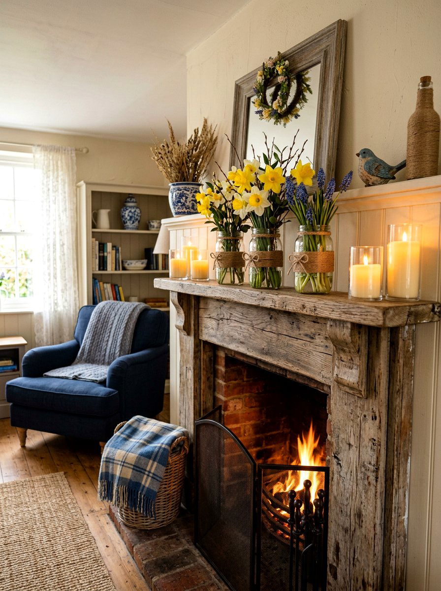 Daffodil Mason Jar Display - 25 Spring Daffodil Arrangement Ideas