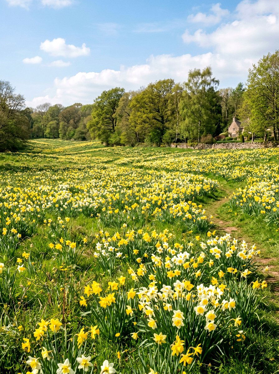 Daffodil Naturalized Lawn - 25 Spring Flower Garden Ideas