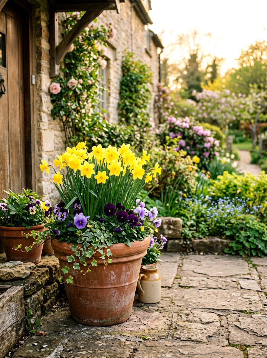 Daffodil Outdoor Planter - 25 Spring Daffodil Arrangement Ideas