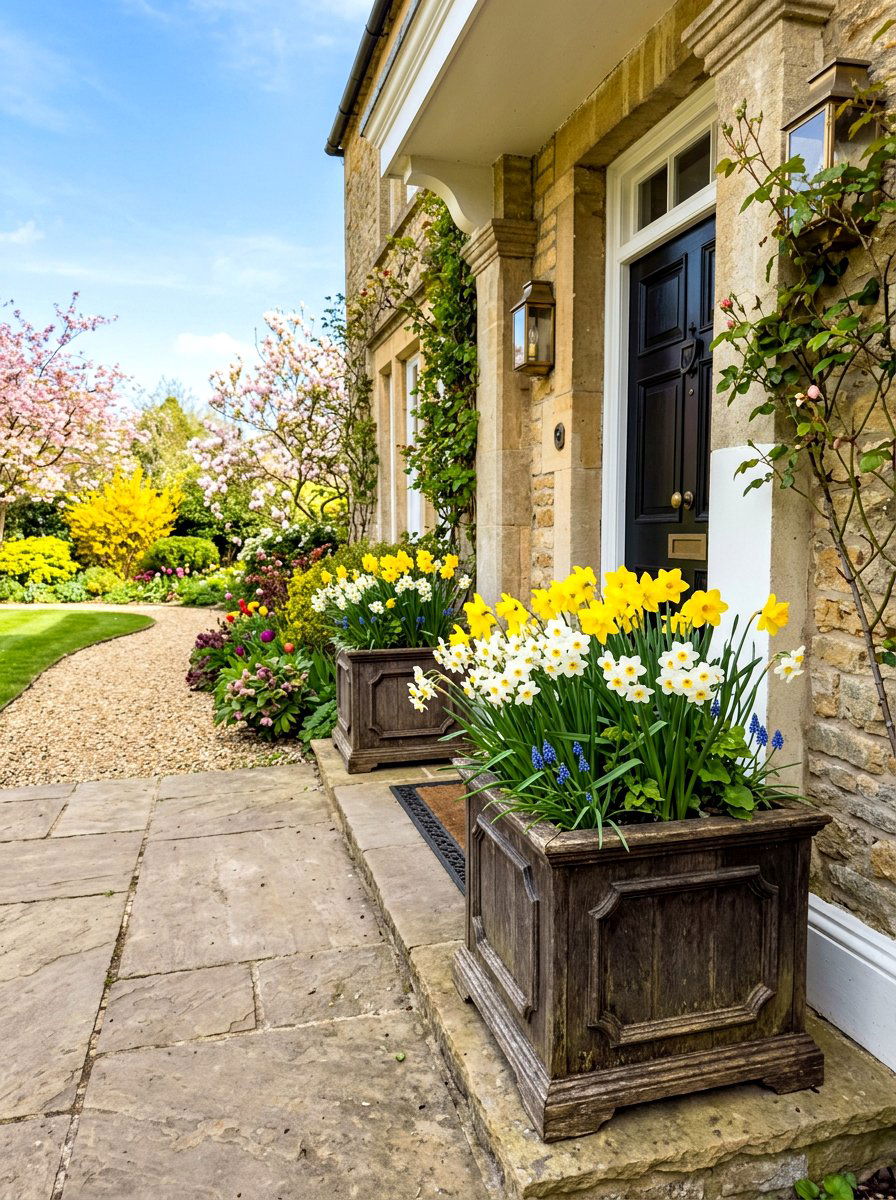 Daffodil Planter Box - 25 Spring Flower Box Ideas