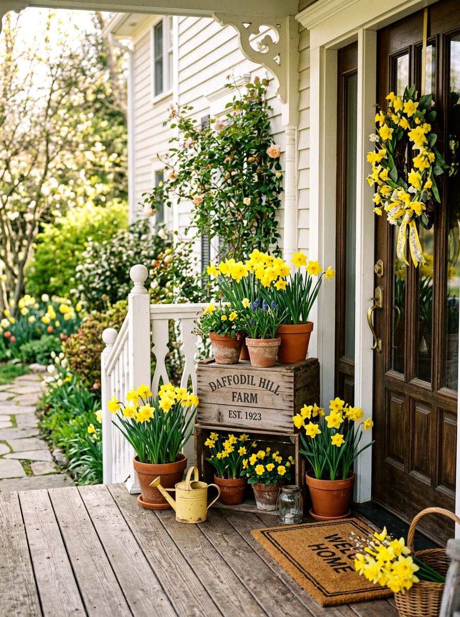 Daffodil Porch Decor - 25 Spring Daffodil Arrangement Ideas