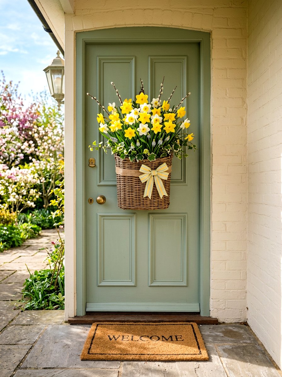 Daffodil Spring Door Basket - 25 Spring Door Basket Ideas