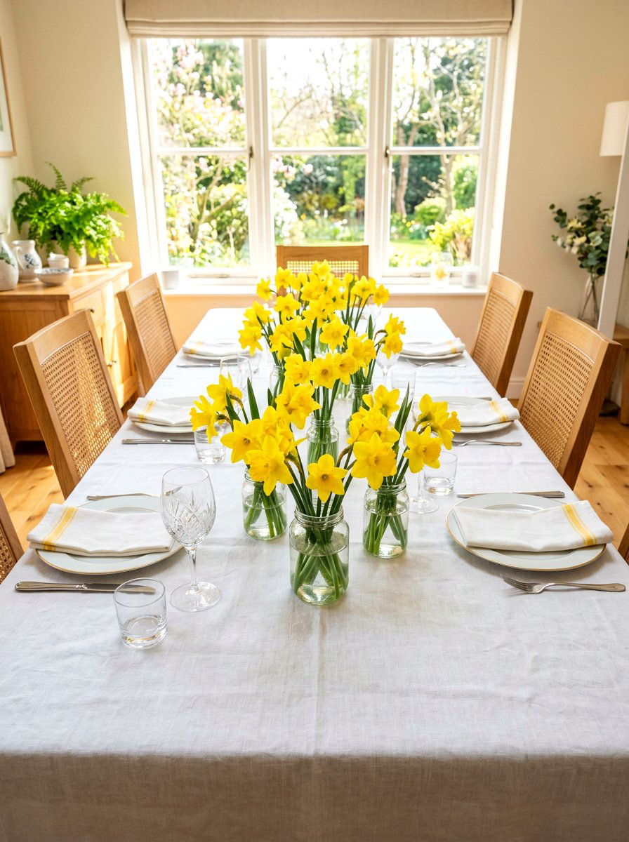 Daffodil Table Decor - 25 Spring Dining Table Centerpiece Ideas