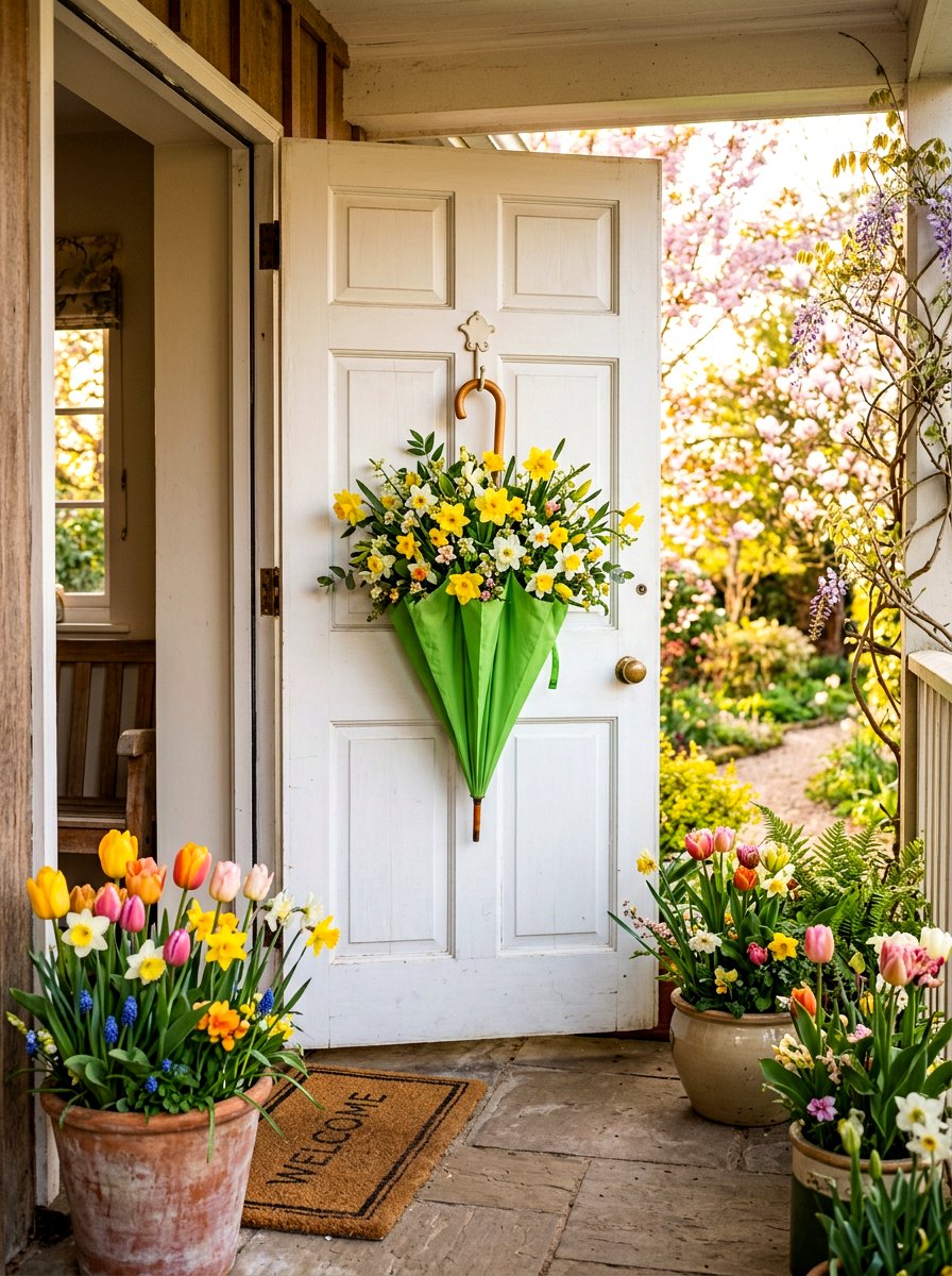 Daffodil Umbrella - 25 Spring Umbrella Door Decor Ideas