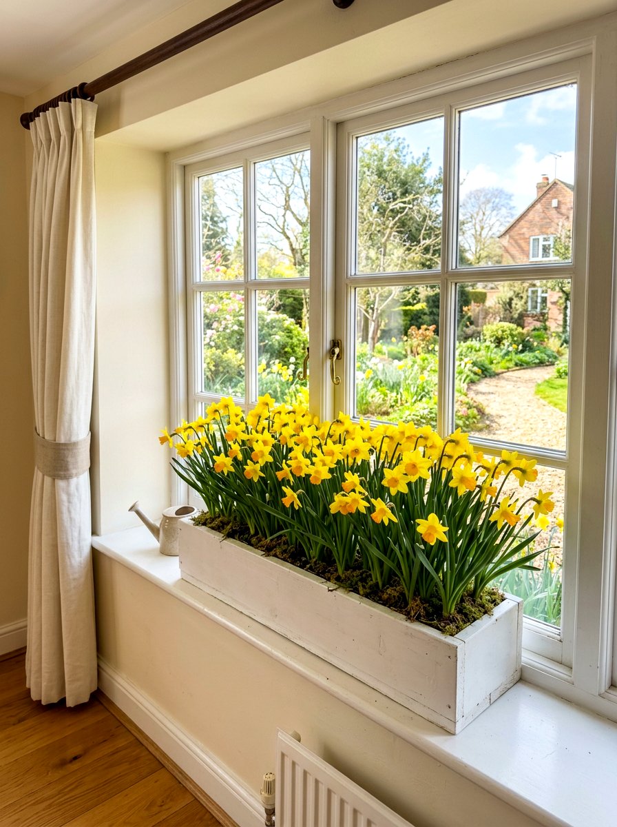 Daffodil Window Box - 25 Spring Kitchen Windowsill Ideas