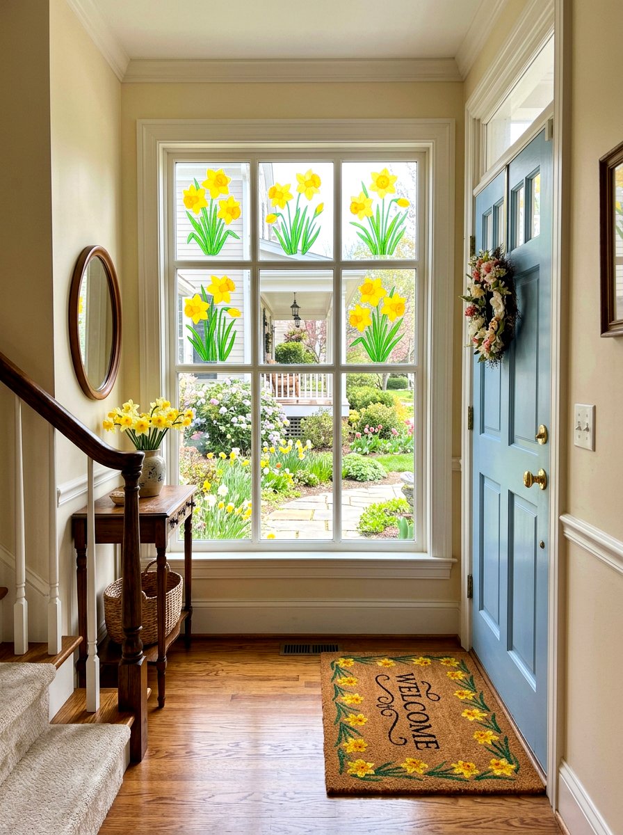 Daffodil Window Decorations - 25 Spring Gel Cling Ideas