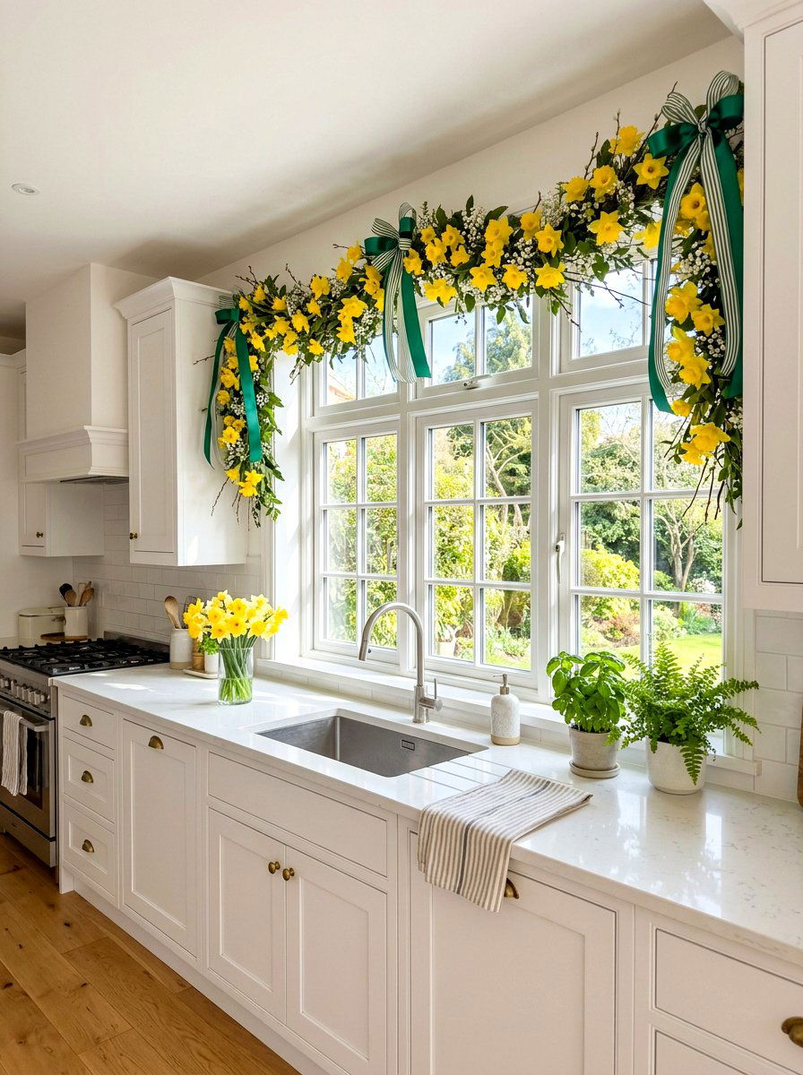 Daffodil Window Swag - 25 Spring Garland Ideas