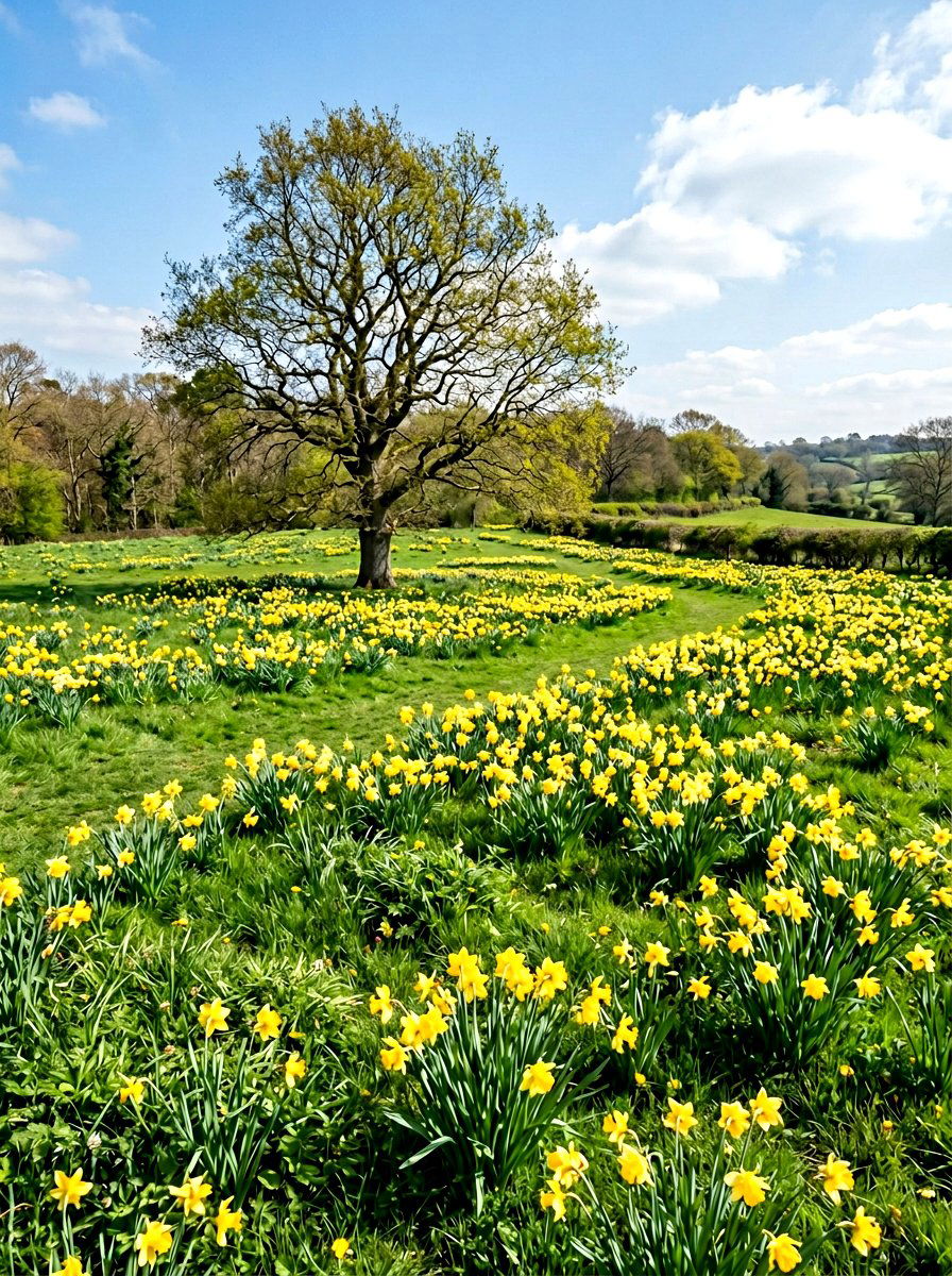 Daffodil naturalized in grass - 25 Spring Bulb Garden Ideas
