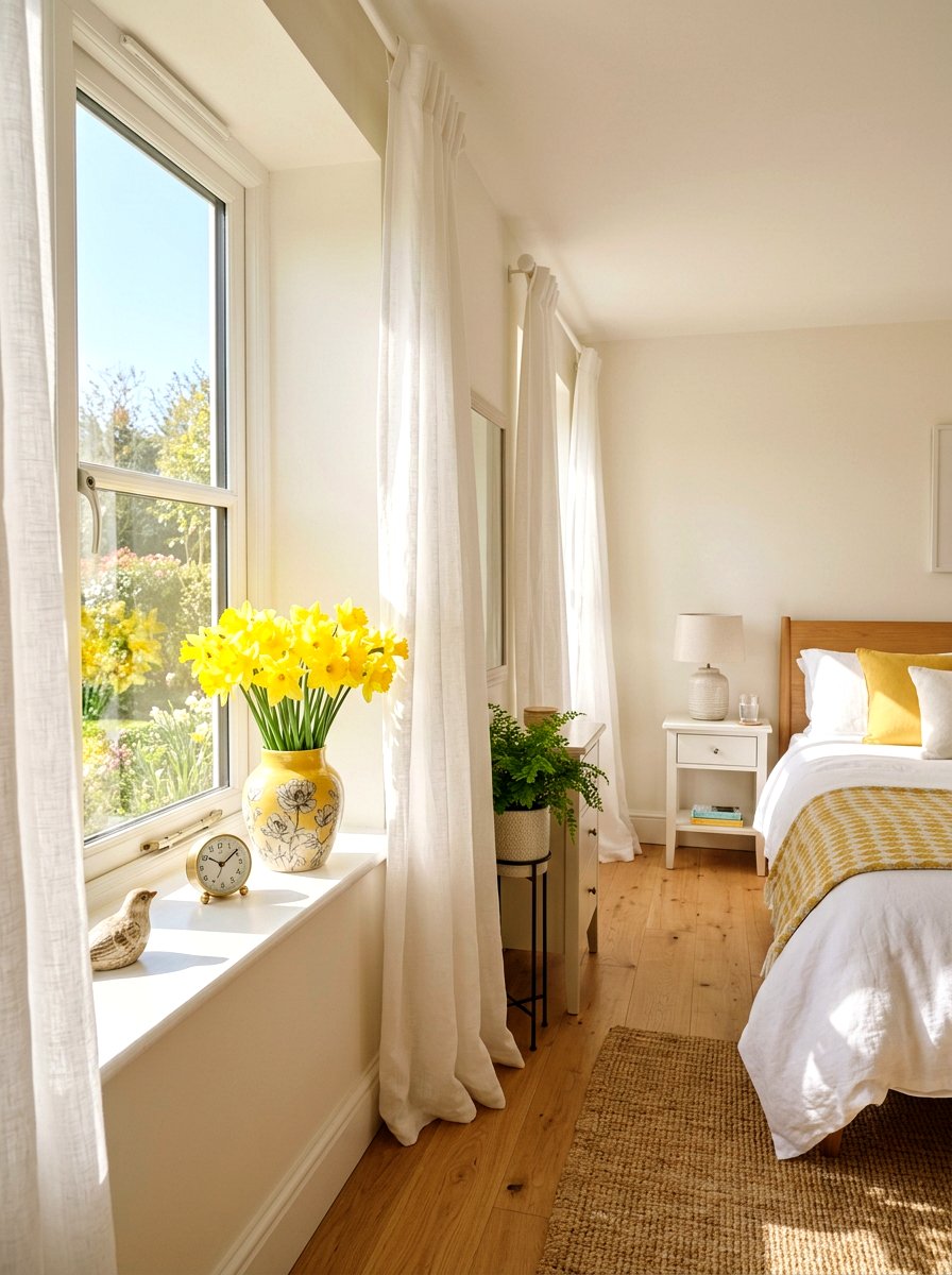 Daffodils In Yellow Vase - 25 Spring Bedroom Vase Ideas