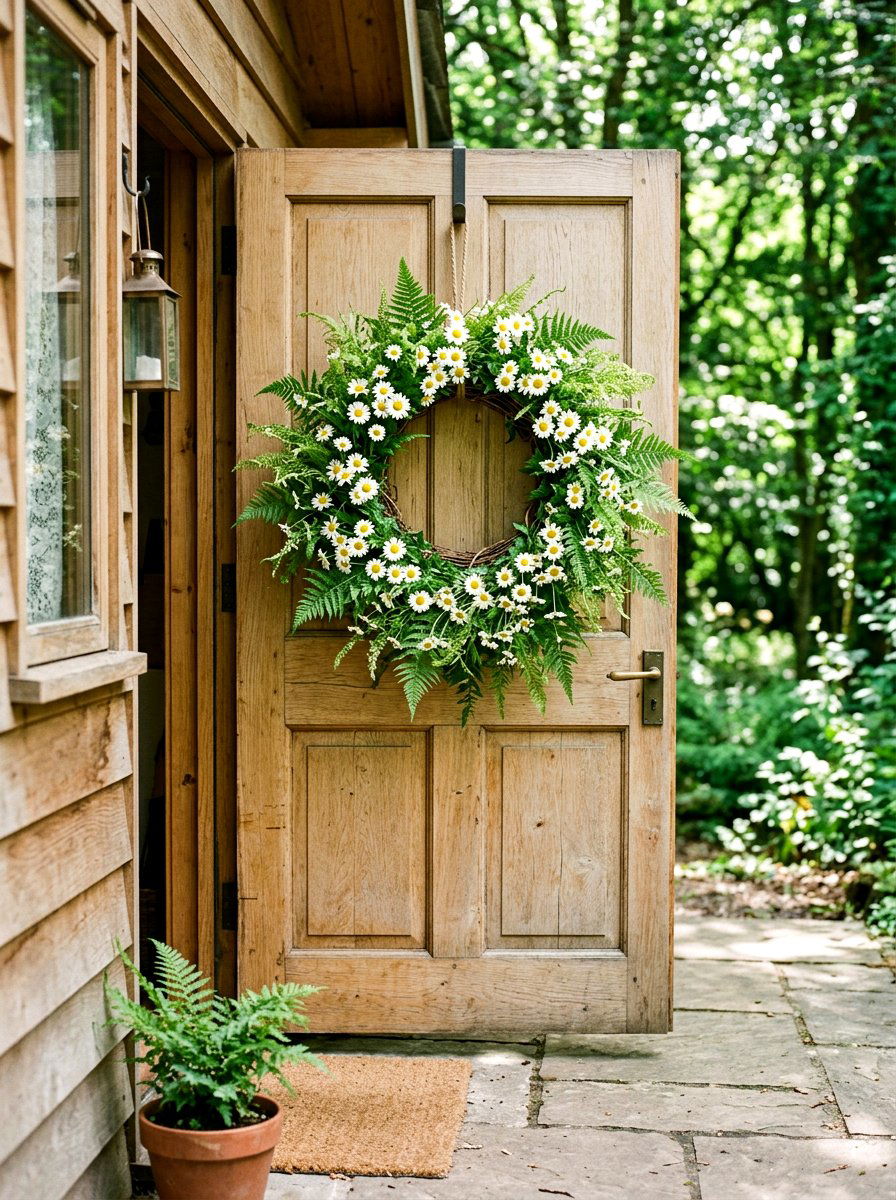 Daisy And Fern Wreath - 25 Spring Fresh Floral Wreath Ideas