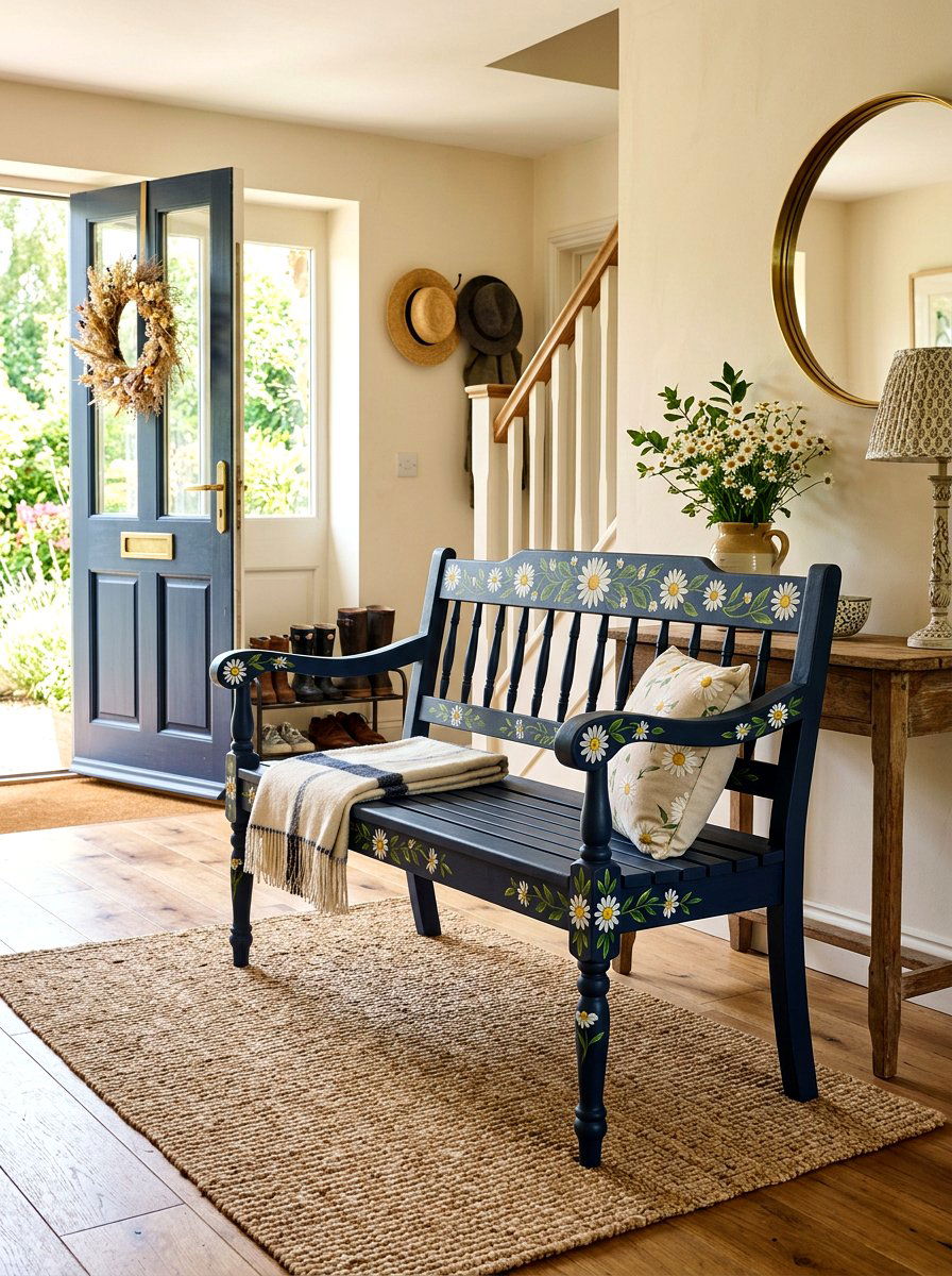 Daisy Bench - 25 Spring Decoupage Furniture Ideas