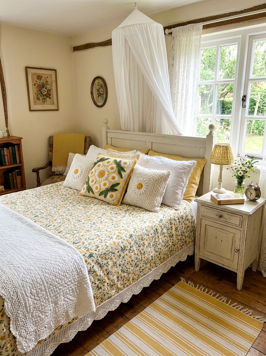 Daisy Crochet Pillow - 25 Spring Pillow Ideas