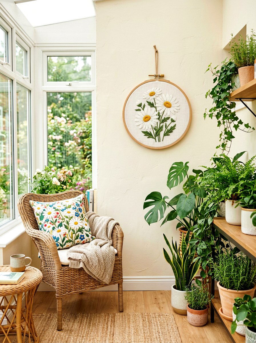 Daisy Embroidery Hoop - 25 Spring Embroidered Decor Ideas