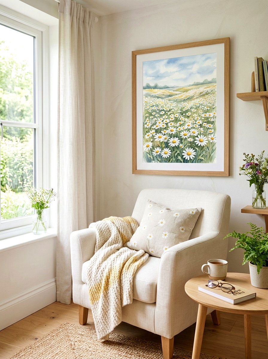 Daisy Field Watercolor - 25 Spring Printable Art Ideas