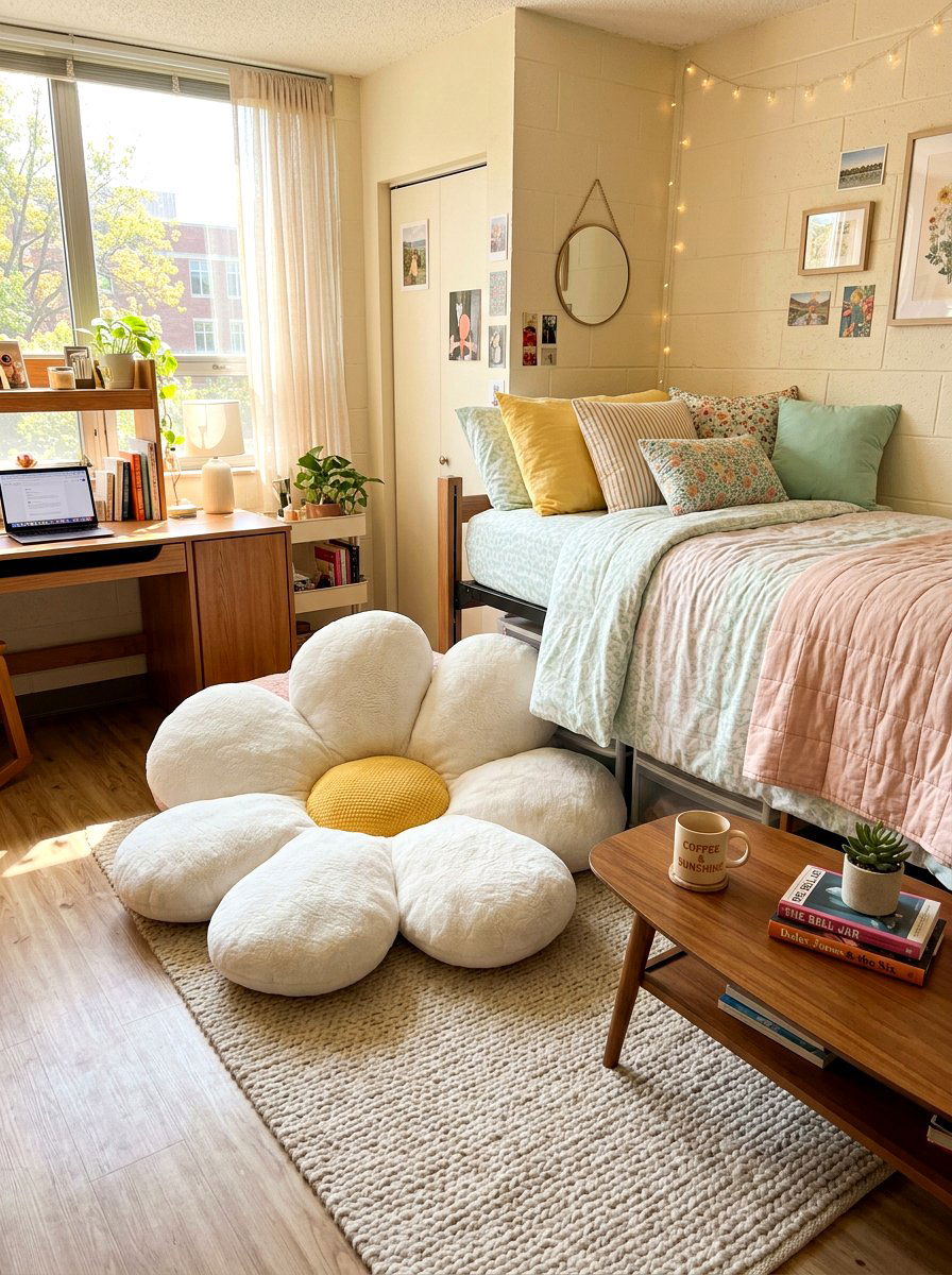 Daisy Floor Cushion - 25 Spring Dorm Room Decor Ideas