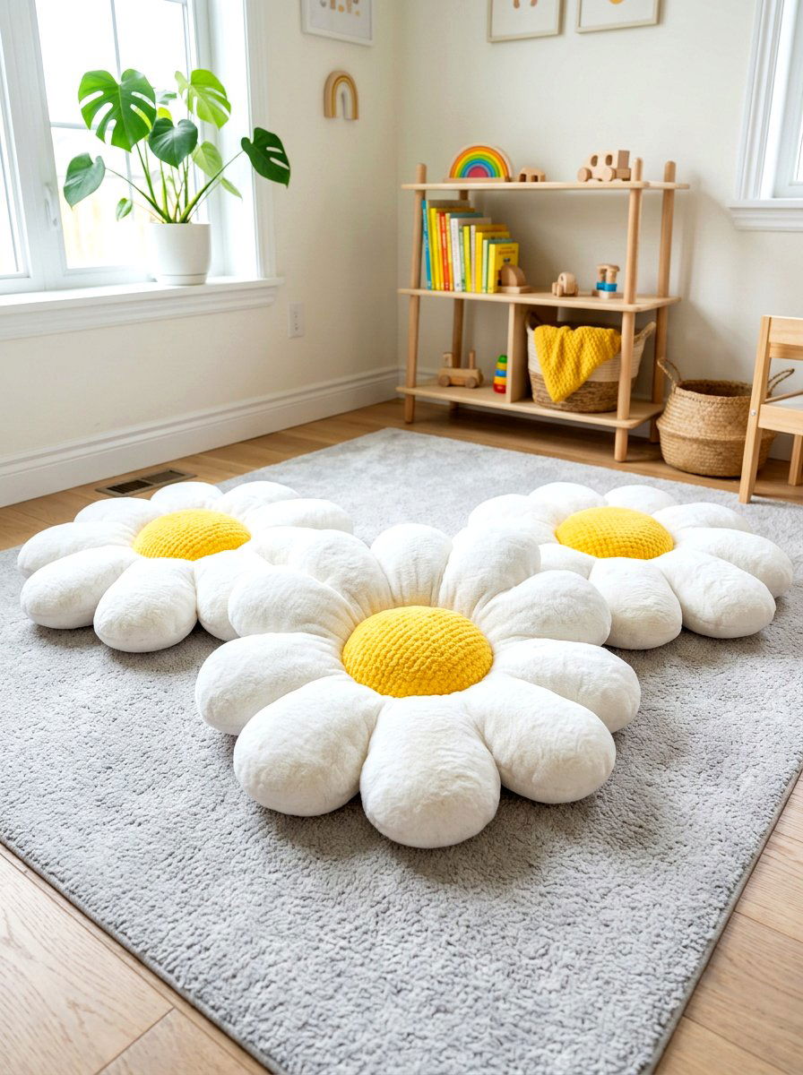 Daisy Floor Cushions - 25 Spring Toddler Room Decor Ideas