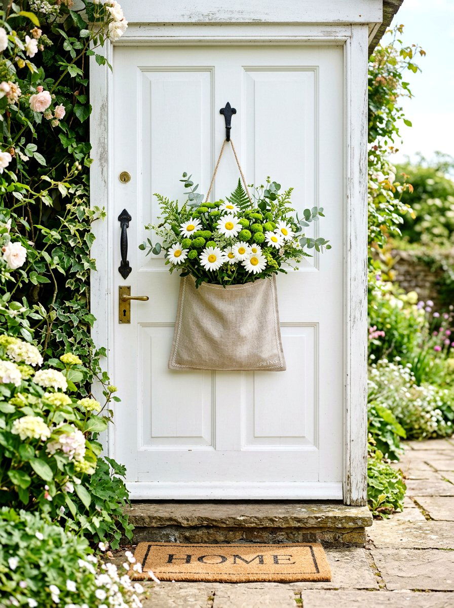 Daisy Floral Door Pocket - 25 Spring DIY Door Basket Ideas