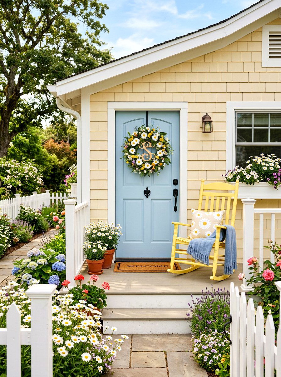 Daisy Floral Monogram Wreath - 25 Spring Initial Wreath Ideas