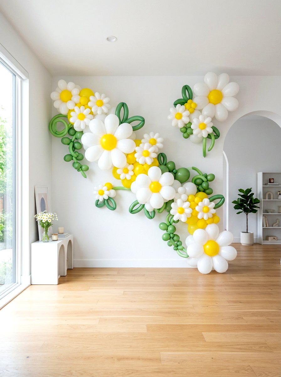 Daisy Flower Balloon Display - 25 Spring Gender Reveal Decor Ideas
