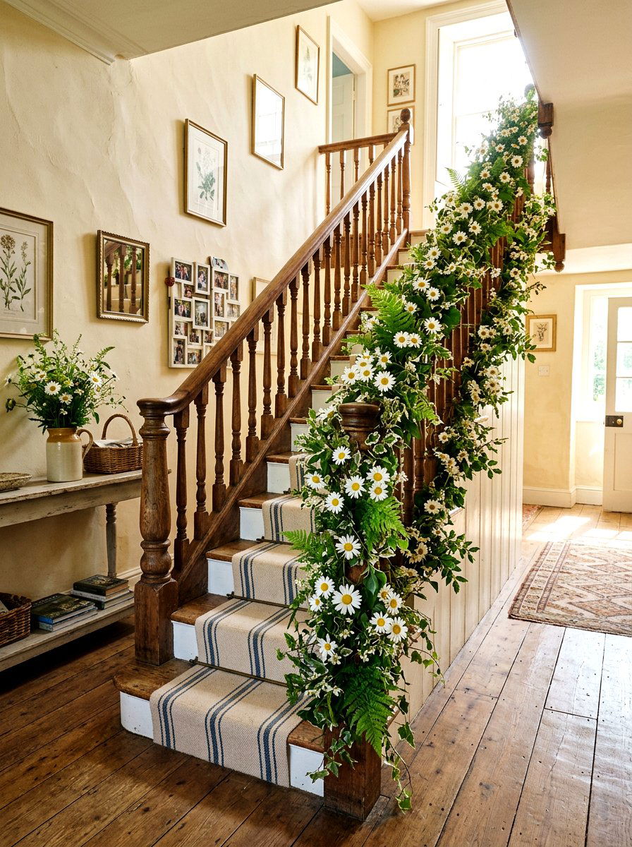 Daisy Flower Banister - 25 Spring Banister Garland Ideas