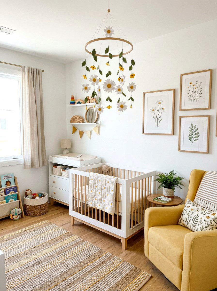 Daisy Flower Mobile - 25 Spring Mobile Ideas for Nursery