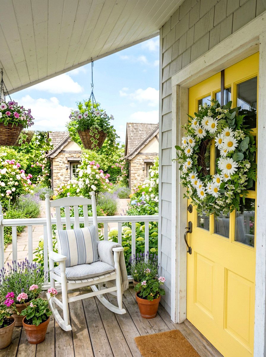 Daisy Flower Wreath - 25 Spring Wreath Ideas for Front Door