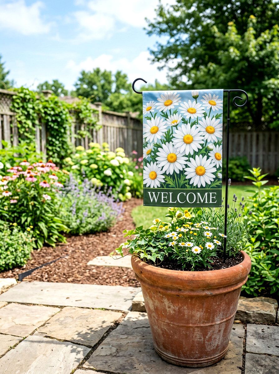Daisy Garden Flag - 25 Spring Garden Flag Ideas