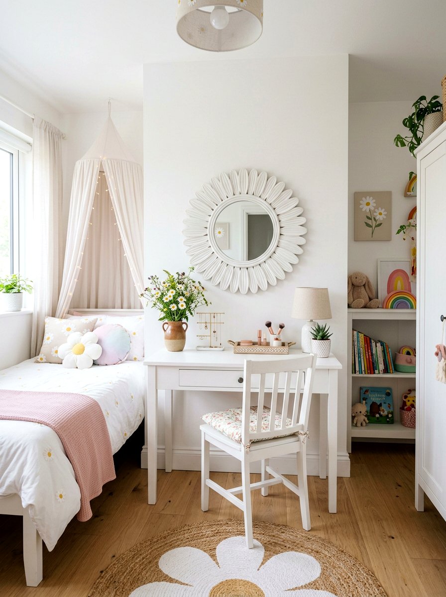 Daisy Mirror Decor - 25 Spring Girl Room Decor Ideas