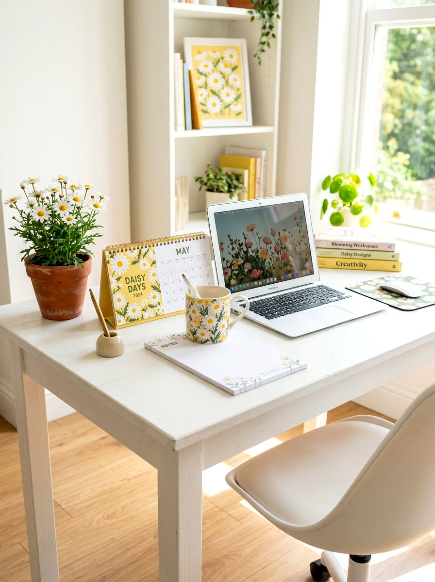 Daisy Office Decor - 25 Spring Desk Decor Ideas