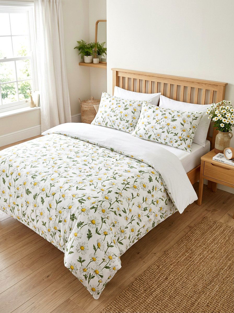 Daisy Pattern Bedding - 25 Spring Accent Pillow Ideas