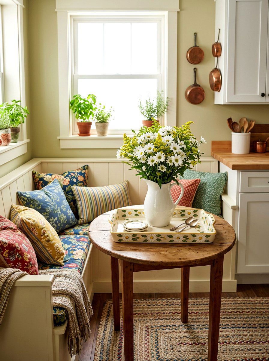 Daisy Pitcher Tray - 25 Spring Round Tray Decor Ideas