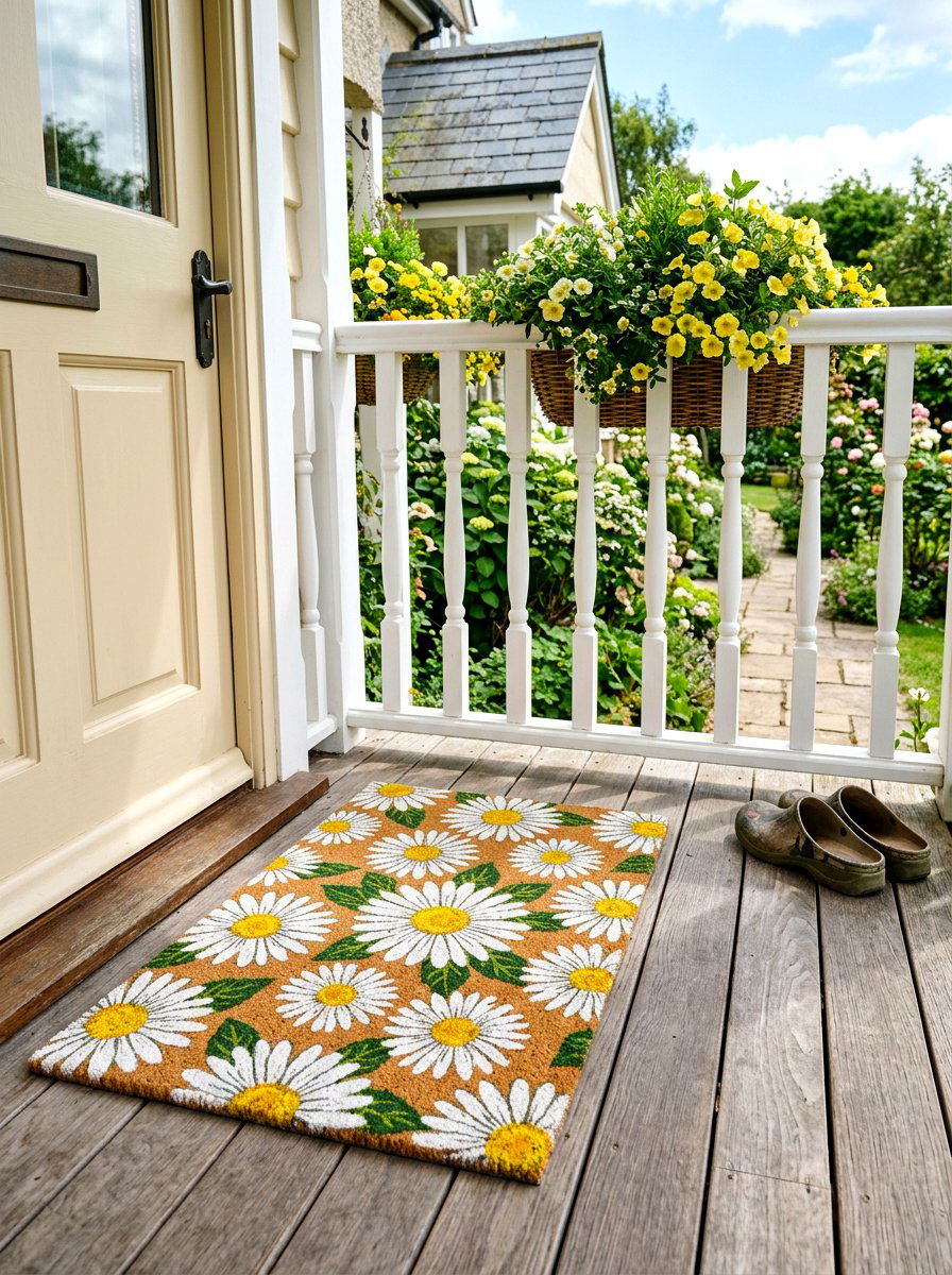 Daisy Print Doormat - 25 Spring Doormat Ideas