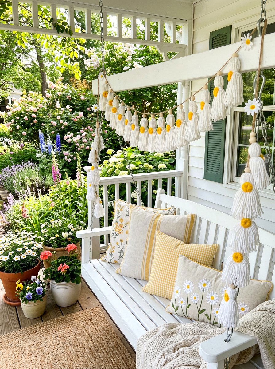 Daisy Tassel Spring Garland - 25 Spring Tassel Garland Ideas