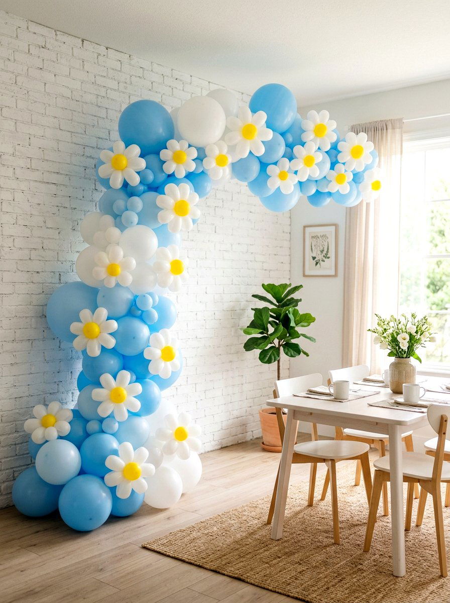 Daisy balloon arch - 25 Spring Balloon Arch Ideas
