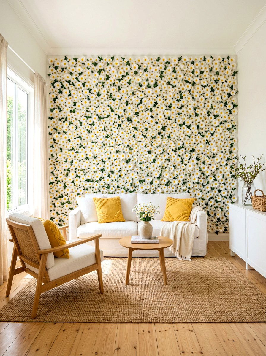 Daisy flower wall - 25 Spring First Birthday Decor Ideas