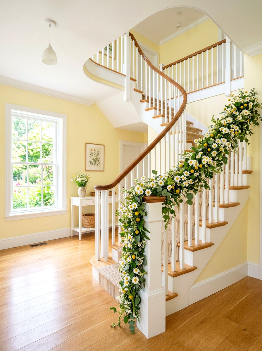 Daisy garland - 25 Spring Staircase Garland Ideas