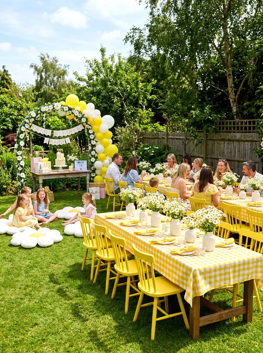 Daisy theme birthday - 25 Spring Birthday Party Decor Ideas