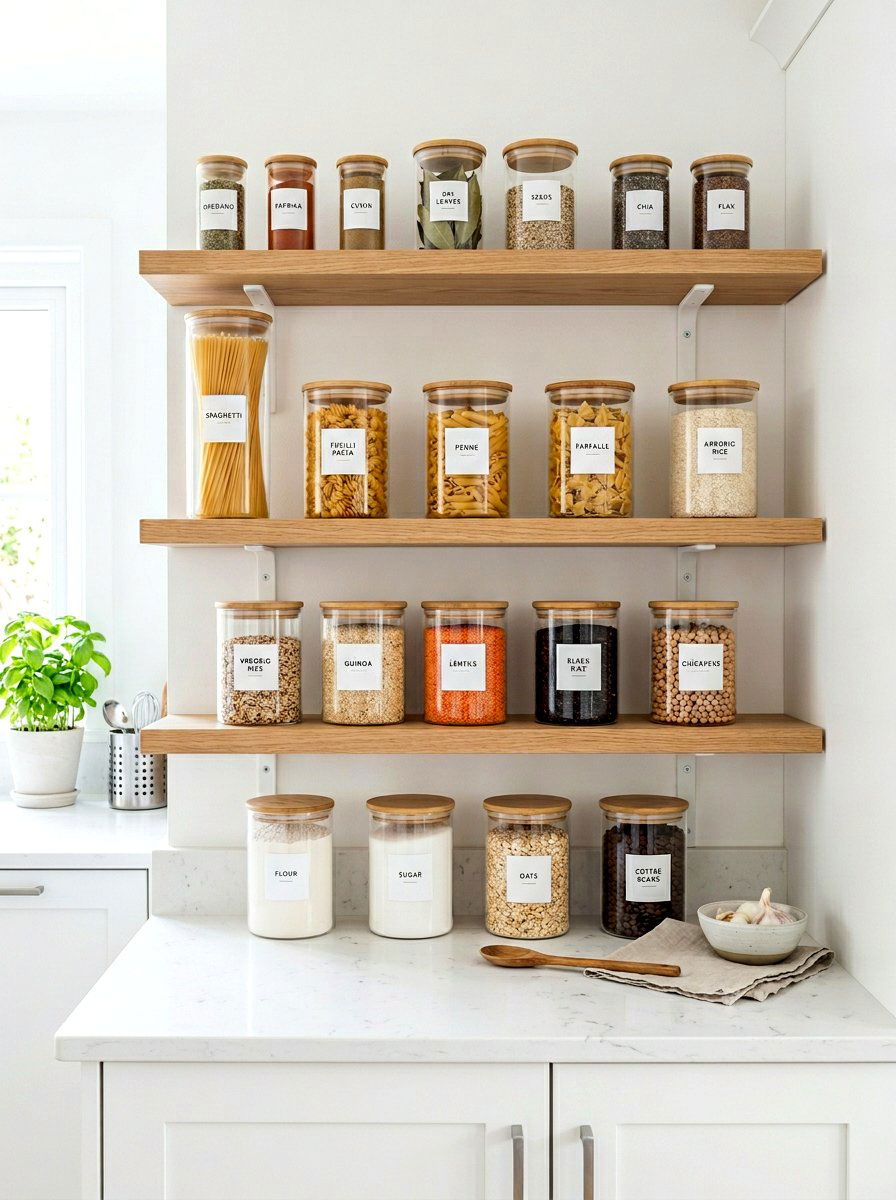 Dark Kitchen Shelf Spring Contrast - 25 Spring Open Kitchen Shelf Ideas