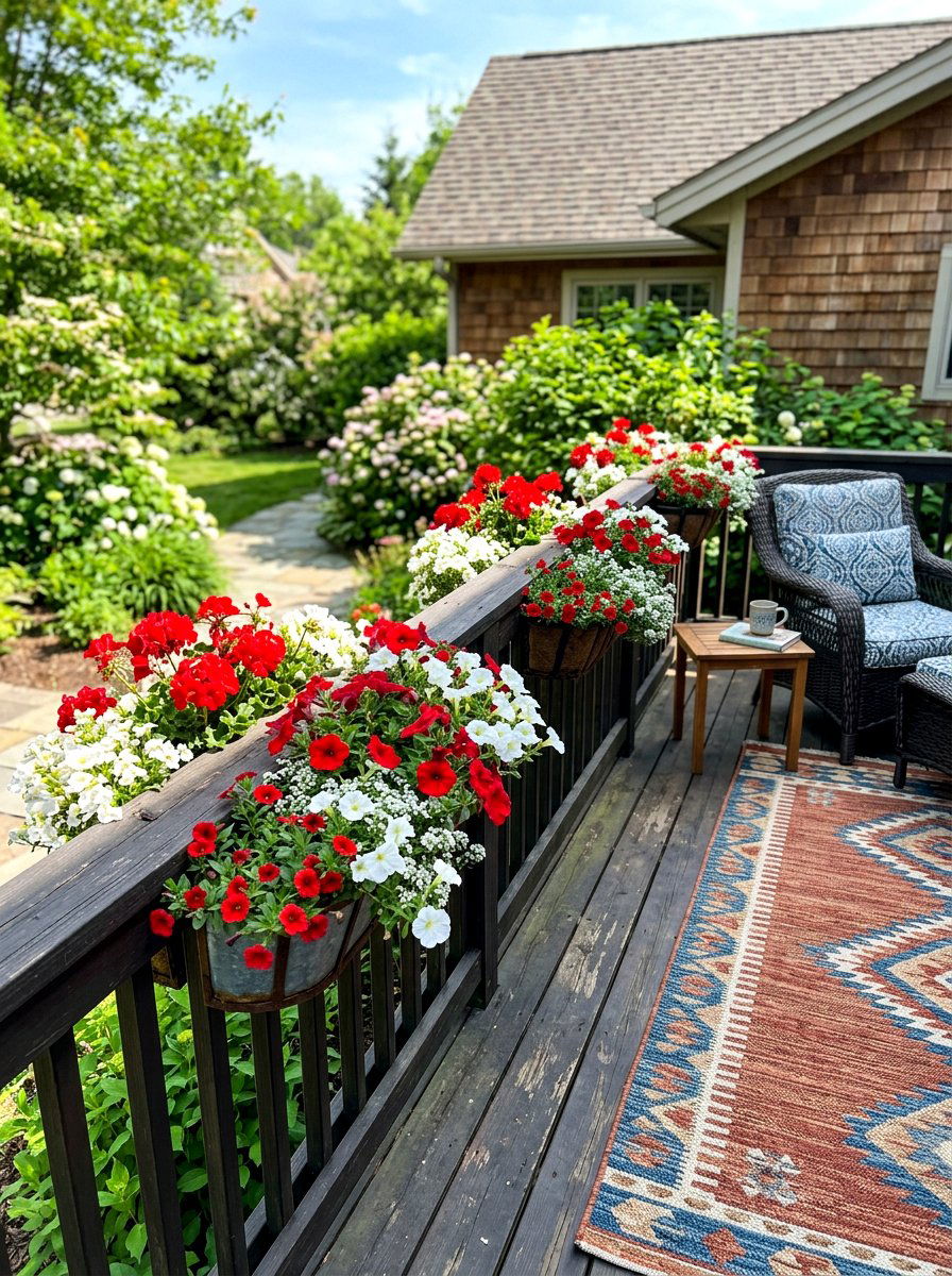 Deck Railing Planters - 25 Deck Spring Decor Ideas