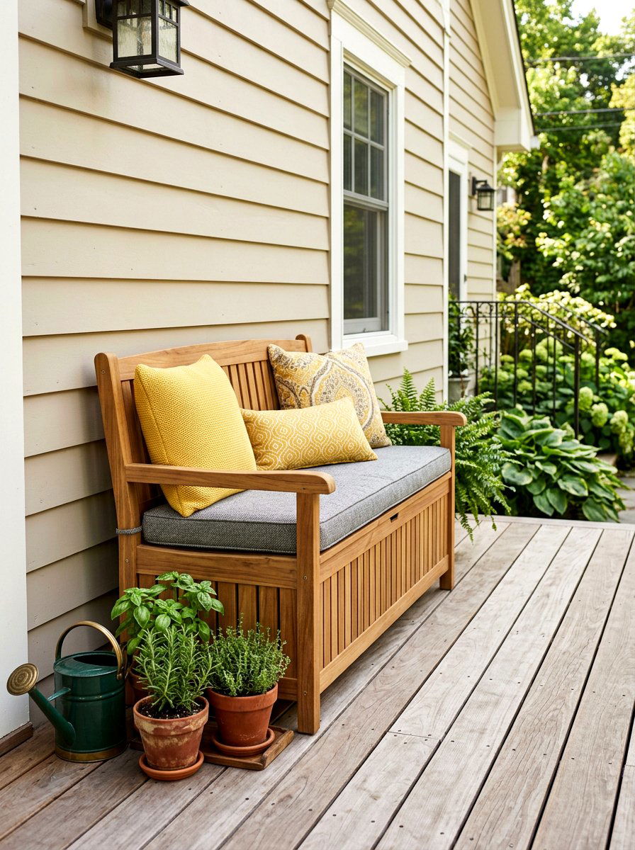 Deck Storage Bench - 25 Deck Spring Decor Ideas