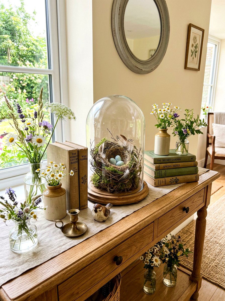 Decorative Bird Nest - 25 Spring Console Table Decor Ideas