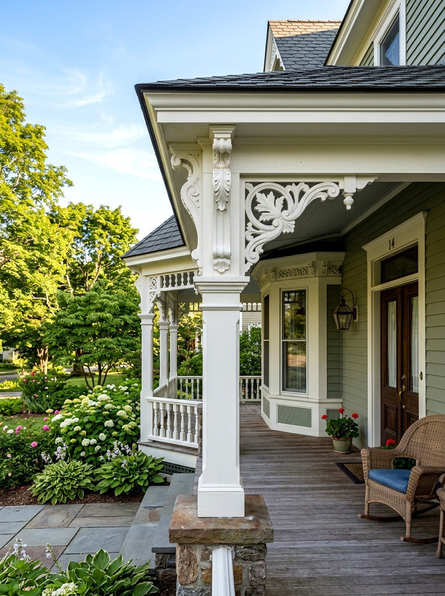 Decorative Corner Bracket Porch Post - 25 Spring Porch Post Decor Ideas