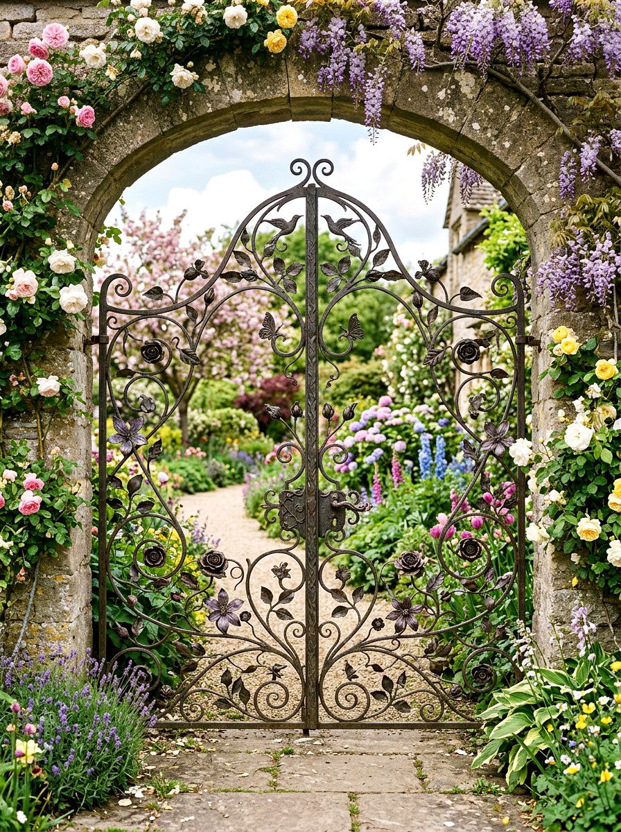 Decorative Floral Gate - 25 Spring Driveway Gate Ideas