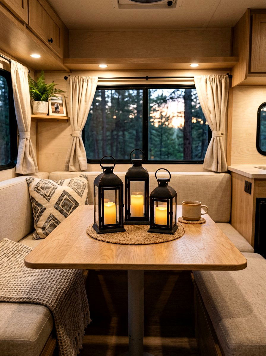 Decorative Lantern Trio - 25 Spring Camper Decor Ideas